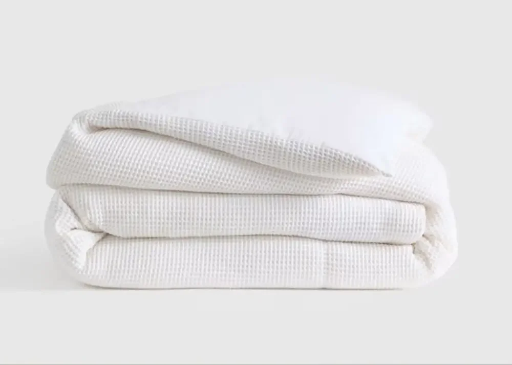 Quince Waffle Duvet Cover Organic Cotton WHITE Full Queen Duvet ONLY NEW